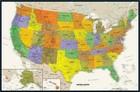 Contemporary Us world Classroom Wall Map On Spring Roller With Backboard