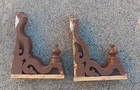 Pair Of Large Ornate Antique Victorian Wood Corbels Roof Brackets With Finials