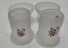 Vintage Satin Frosted Glass Ribbed Floral Fairy Lamp Fairy Light Candle Holder