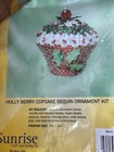 New Christmas Herrschners Sunrise Holly Berry Cupcake Sequin Ornament Beaded Kit