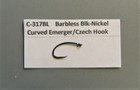 50 Curved Emerger nymph czech Hooks C-317bl Straight Eye Barbless Black-nickel