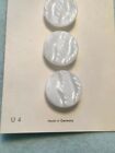 Buttons By Schwanda On Original Card White 6 Glass Buttons Vintage