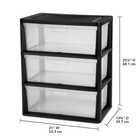 Sterilite Wide 3-drawer Tower Storage  Clear Removable Bins  Tool-free  Black 