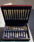 Golden Grand Antique Gold Electroplate International Silver Fancy 65 Pcs W box