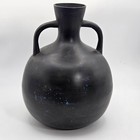 Vintage Japanese Meiji Patinated Bronze Metal Vase With Handles