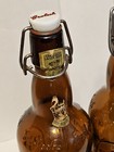 2 Vintage Grolsch Amber Brown Lager Beer Bottle W porcelain Swing Top