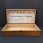 P e t  Embroidery Cotton Thread Display Box Wooden Vintage Rustic Original