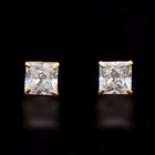 1ct Princess-cut 14k Yellow Gold Cz Screw Back Stud Earrings