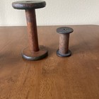 2- Vintage Wooden Spools Primitive Decor Industrial Textile Bobbin Americana