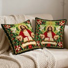 Personalized Jesus Blessed Pillow Cover  Custom Christian Floral Crochet Cushion