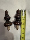 Pair Of Large Antique Carved Vienna Regulator Wooden Clock Finials