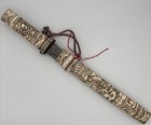 Antique Japanese chinese asian Tanto Last Samurai Dagger Hand Carved Mounts