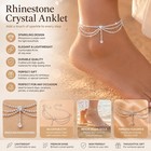 Rhinestone Crystal Anklet Bracelet Women Silver Layered Chain Wedding Beach Gift