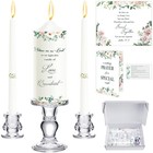 3 Pack Unity Candles With Glass Holders - Wedding Ceremony Decor  Taper Candles