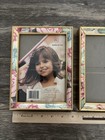Vintage Picture Frame Floral Gold Speckle Easel Cottagecore Farmhouse Lot Of 3