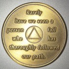 Alcoholics Anonymous Aa 53 Year Founders Bronze Medallion Coin Chip Token Sober