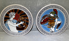 Lot Of 2 Vintage Greek Ceramic Art Tile Coasters Greece Grecian