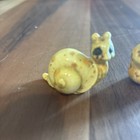 L 2 Ceramic Macram   Beads Figural Snails Grasshopper Vintage Yellow