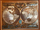 Nova Totivs Terrarvm Orbis Geographica Color Foil Ancient World Map Framed Vtg