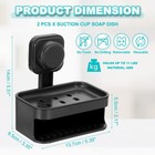 2pcs Wall Mounted Suction Cup Soap Dish Sponge Holder For Shower Kitchen  Black