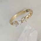Art Deco Style Round Lab Created Diamond 14k Yellow Gold Fn Wedding Ring