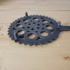 Vtg Wilton Cast Iron Trivet Original 6  Dia X 9  L Farmhouse Americana Cottage