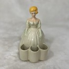 Ceramic 50   s Style Lady Makeup Brush Holder Vanity Organizer Vintage