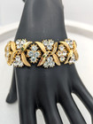 Vintage Trifari Rhinestone Bracelet Earrings Set Gold Tone Boxed