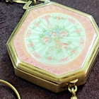 F b Foster   Bailey Pink Rose Sterling Silver Guilloche Dance Compact Box Mirror