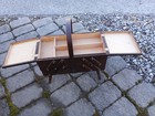 Vintage Wooden Dovetail Accordian Sewing Box 3 Tier Expanding Storage With Legs