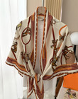 70 cashmere 30  Silk Shawl Orange Coil Print 188x94cm Scarf Square Bandanna Wrap