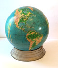 Vintage 1940   s George F Cram Terrestrial World Globe 12    Sits In Metal Stand