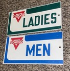 Vintage Pair Conoco Restroom Signs Men Ladies Gas Oil Service Station