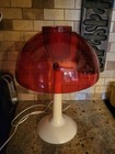 Vintage Gilbert Softlite Mushroom Lamp Light Red White Base 1970s Retro Mcm