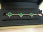 Van Cleef   Arpels Vintage Alhambra Bracelet Yellow Gold 5 Motifs Malachite