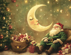 Christmas Postcard Santa Claus Dreamy Crescent Moon Theme Holiday 5 5x4 25 