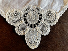 Antique Linen Handmade Brussels Lace 12  Handkerchief