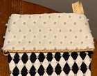 Christmas Stocking New Etsy Artisan Handmade Cloth Beaded Black White Diamonds