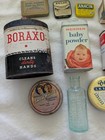 Vtg Antique Lot Of Medicine Bottles Tins Boxes Pharmacy Some Have Contents