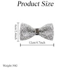 Black Glitter Rhinestone Bow Ties Adjustable Pre-tied Bowties For Silver