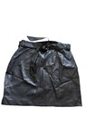 Black Leather Mini Skirt Waist 30    Hips 38    Womens Belted Pockets Length 17    Zip