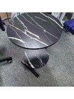 Modern Wooden Coffee Table Metal Base Round Living Room Bedroom