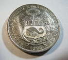 Peru 1895  Silver  Sol Au unc