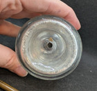 Antique Crystal Glass Round Inkwell Mother Of Pearl Fountain Calligraphy Pen