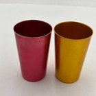 Vintage Set Of 2 Red And Gold Spun Anodized Aluminum Tumblers Bascal Mcm Kitchen