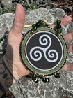 Celtic Triskelion Necklace Beaded Medallion Irish Scottish Welsh Pictish