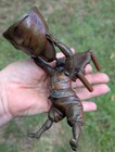 Antique European Bronze Brass Novelty The Drunkard Match Holder Signed Ms 813
