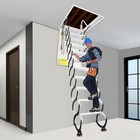 11 Steps Attic Ladder Pull Down Attic Stairs Wall-mounted Folding Stairs