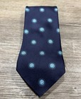 Versace 100  Silk Tie Navy Blue Medusa Neon All-over Print Logo Italy         