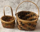 Vintage Basket Lot Of 2     Handwoven Wicker Collectible Home Decor Storage Rustic